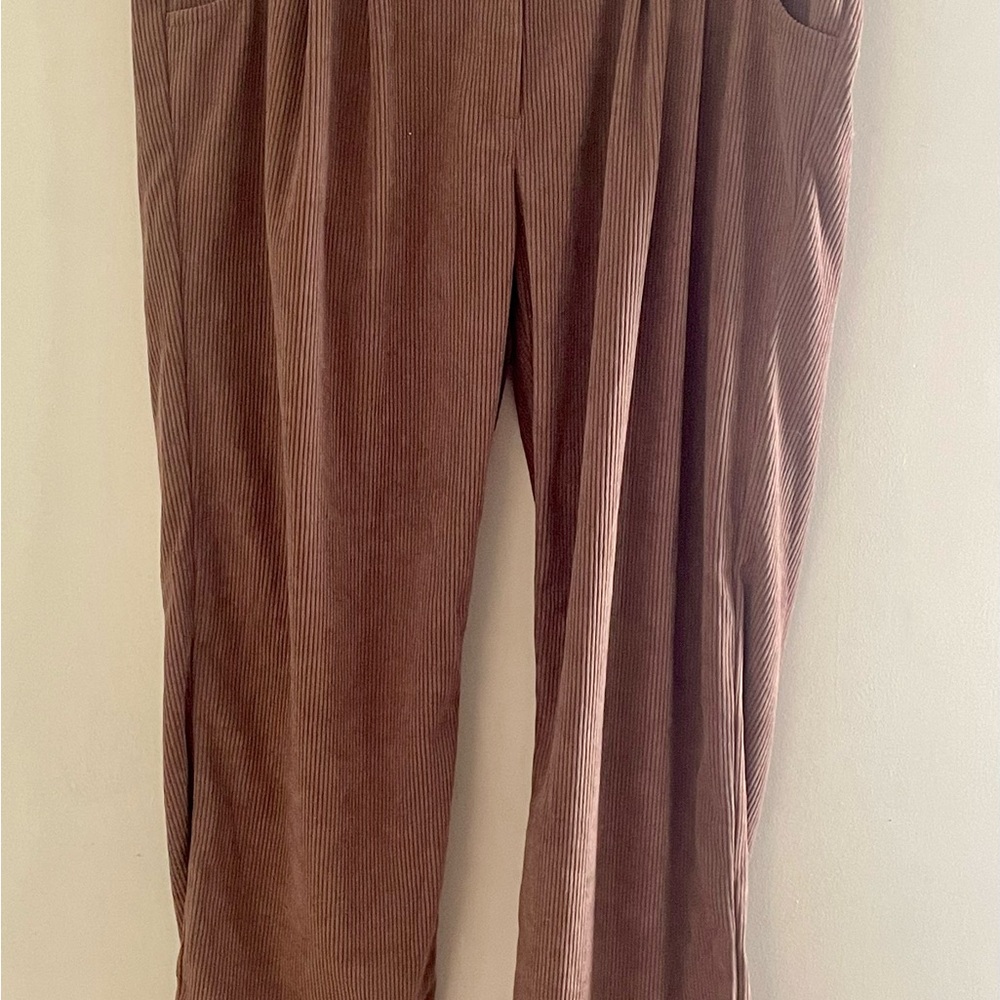 HALARA Wide Leg Pleated Brown Corduroy Pants